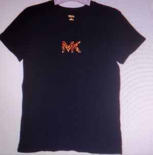 Women's Vintage Michael Kors Embellished Black Top T-Shirt Sz PS